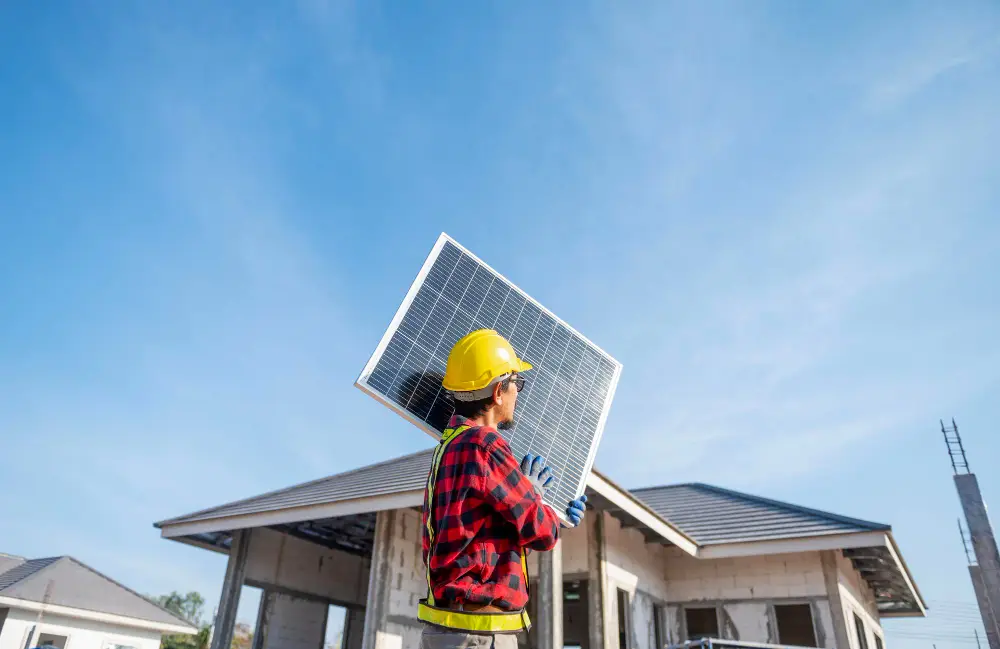 Residential Solar Panel Installation Work Site