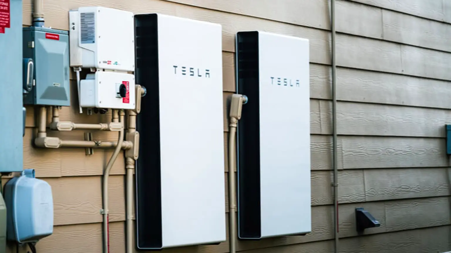 Heat pump installation on brick wall